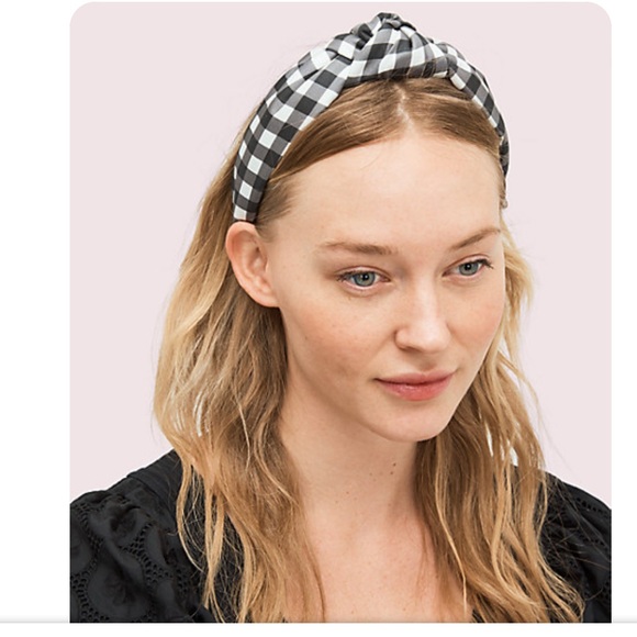KATE SPADE NEW YORK daisy gingham knot silk headband - Picture 2 of 10